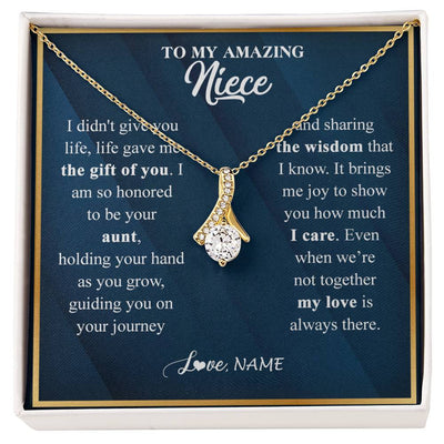 Alluring Beauty Necklace 18K Yellow Gold Finish | 1 | Personalized To My Niece Necklace from Aunt Life Gave Me The Gift Of You Niece Birthday Graduation Christmas Jewelry Customized Gift Box Message Card | teecentury