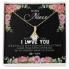 Alluring Beauty Necklace 18K Yellow Gold Finish | Personalized To My Niece Necklace from Aunt Uncle Never Forget I Love You Floral Jewelry for Niece Birthday Graduation Christmas Customized Message Card | teecentury