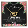 Interlocking Hearts Necklace 18K Yellow Gold Finish | Personalized To My Niece Necklace from Aunt Uncle Never Forget I Love You Floral Jewelry for Niece Birthday Graduation Christmas Customized Message Card | teecentury