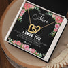 Interlocking Hearts Necklace 18K Yellow Gold Finish | Personalized To My Niece Necklace from Aunt Uncle Never Forget I Love You Floral Jewelry for Niece Birthday Graduation Christmas Customized Message Card | teecentury