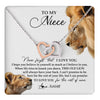 Interlocking Hearts Necklace Stainless Steel & Rose Gold Finish | 1 | Personalized To My Niece Necklace from Uncle Never Forget I Love You Lion Jewelry Niece Birthday Graduation Christmas Customized Message Card | teecentury