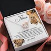 Interlocking Hearts Necklace Stainless Steel & Rose Gold Finish | 2 | Personalized To My Niece Necklace from Uncle Never Forget I Love You Lion Jewelry Niece Birthday Graduation Christmas Customized Message Card | teecentury