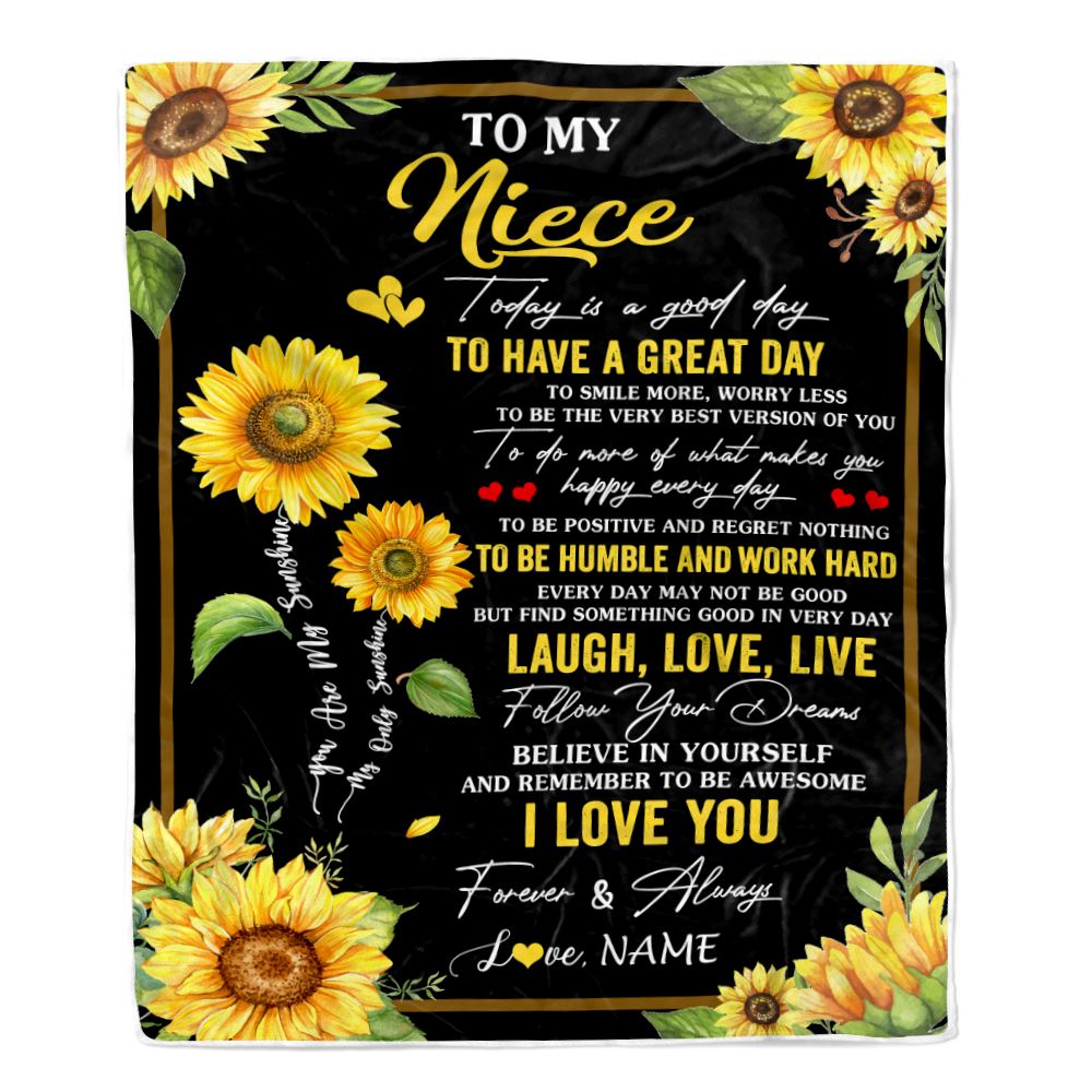Personalized To My Niece Sunflower Blanket From Aunt Uncle Every Day Laugh Love Live Niece Birthday Gifts Graduation Christmas Customized Fleece Blanket | teecentury