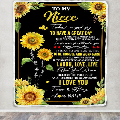 Personalized To My Niece Sunflower Blanket From Aunt Uncle Every Day Laugh Love Live Niece Birthday Gifts Graduation Christmas Customized Fleece Blanket | teecentury
