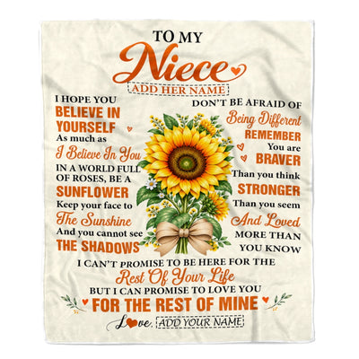 Personalized To My Niece Sunflower From Aunt Uncle Blanket Inspirational Birthday Idea Niece Gift Graduation Graduation Christmas Custom Fleece Throw Blanket | teecentury