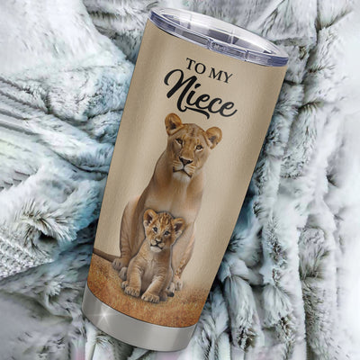 Personalized To My Niece Tumbler From Aunt Auntie Lion Stainless Steel Cup Never Forget That I Love You Niece Birthday Gifts Graduation Christmas Custom Travel Mug | teecentury