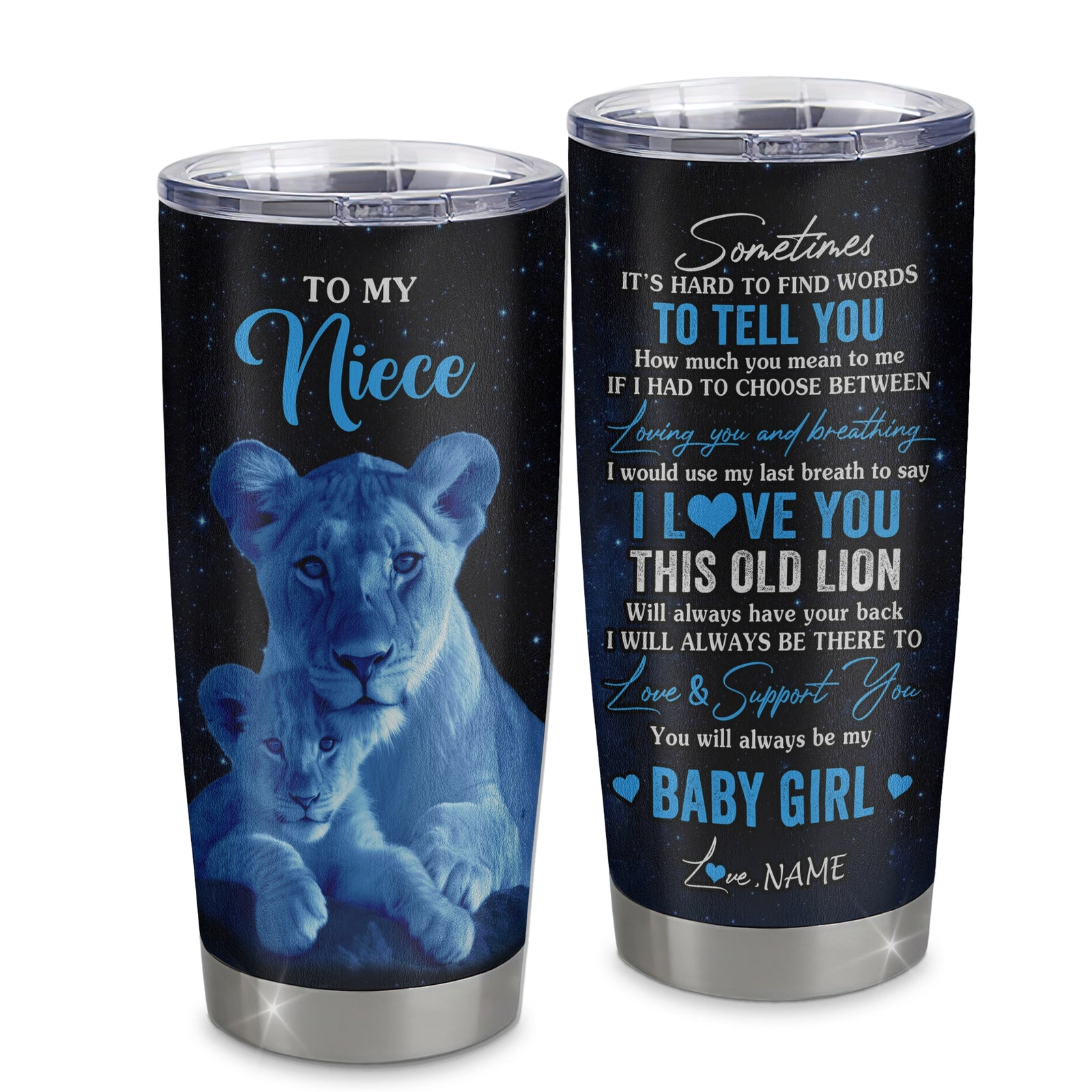 Personalized To My Niece Tumbler From Aunt Auntie Stainless Steel Cup I Love You This Old Lion Niece Birthday Graduation Christmas Travel Mug | teecentury