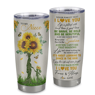 Personalized To My Niece Tumbler From Aunt Auntie Stainless Steel Cup Never Forget That I Love You Sunflower Niece Birthday Graduation Christmas Travel Mug | teecentury