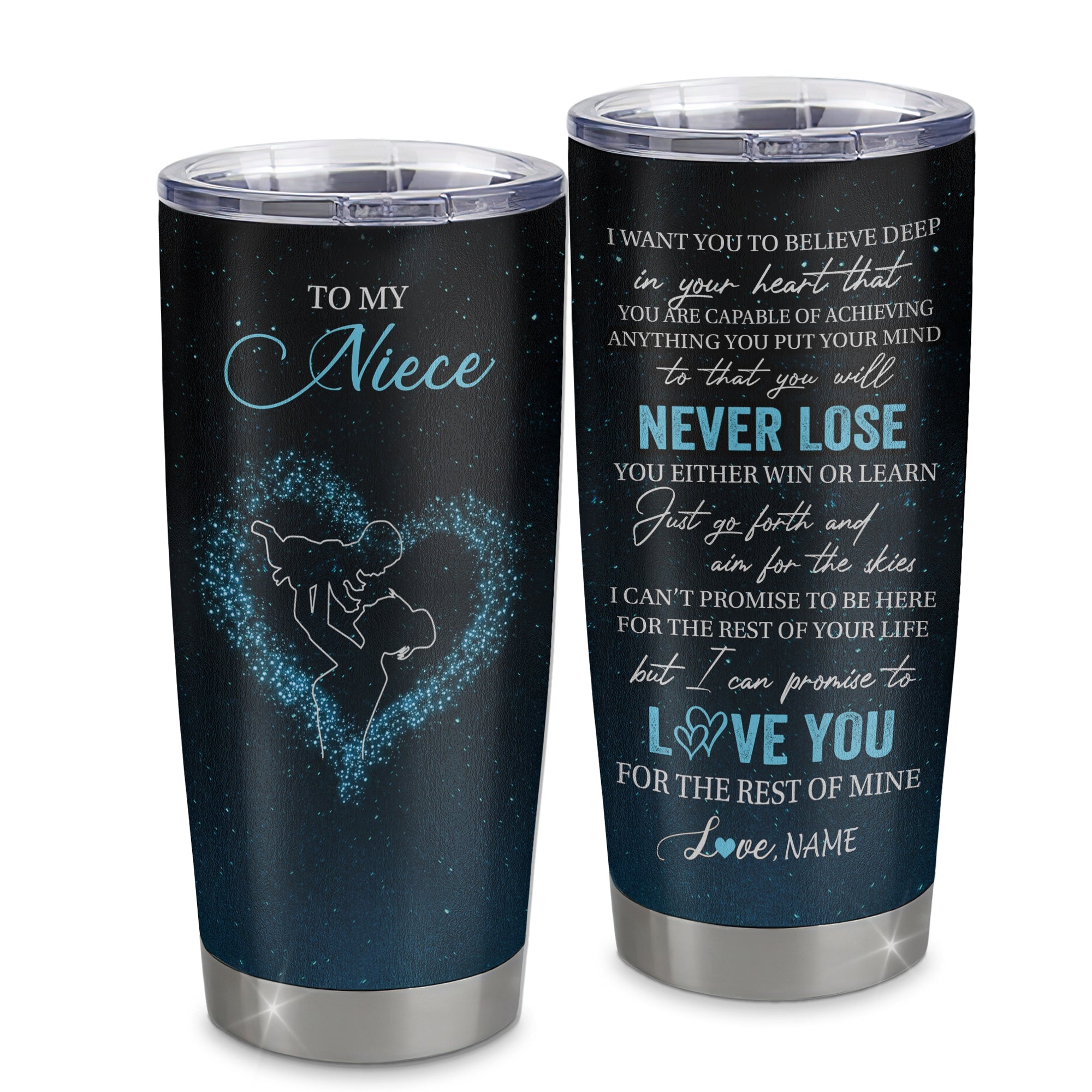 Personalized To My Niece Tumbler From Aunt Auntie Stainless Steel Cup Promise To Love You Niece Birthday Graduation Christmas Travel Mug | teecentury