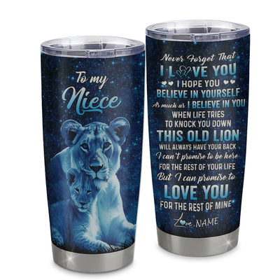 Personalized To My Niece Tumbler From Aunt Auntie Stainless Steel Cup This Old Lion Love You Niece Birthday Graduation Christmas Custom Travel Mug | teecentury