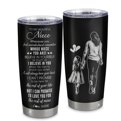 Personalized To My Niece Tumbler From Aunt Auntie Stainless Steel Cup Whenever You Feel Overwhelmed Niece Birthday Graduation Christmas Travel Mug | teecentury