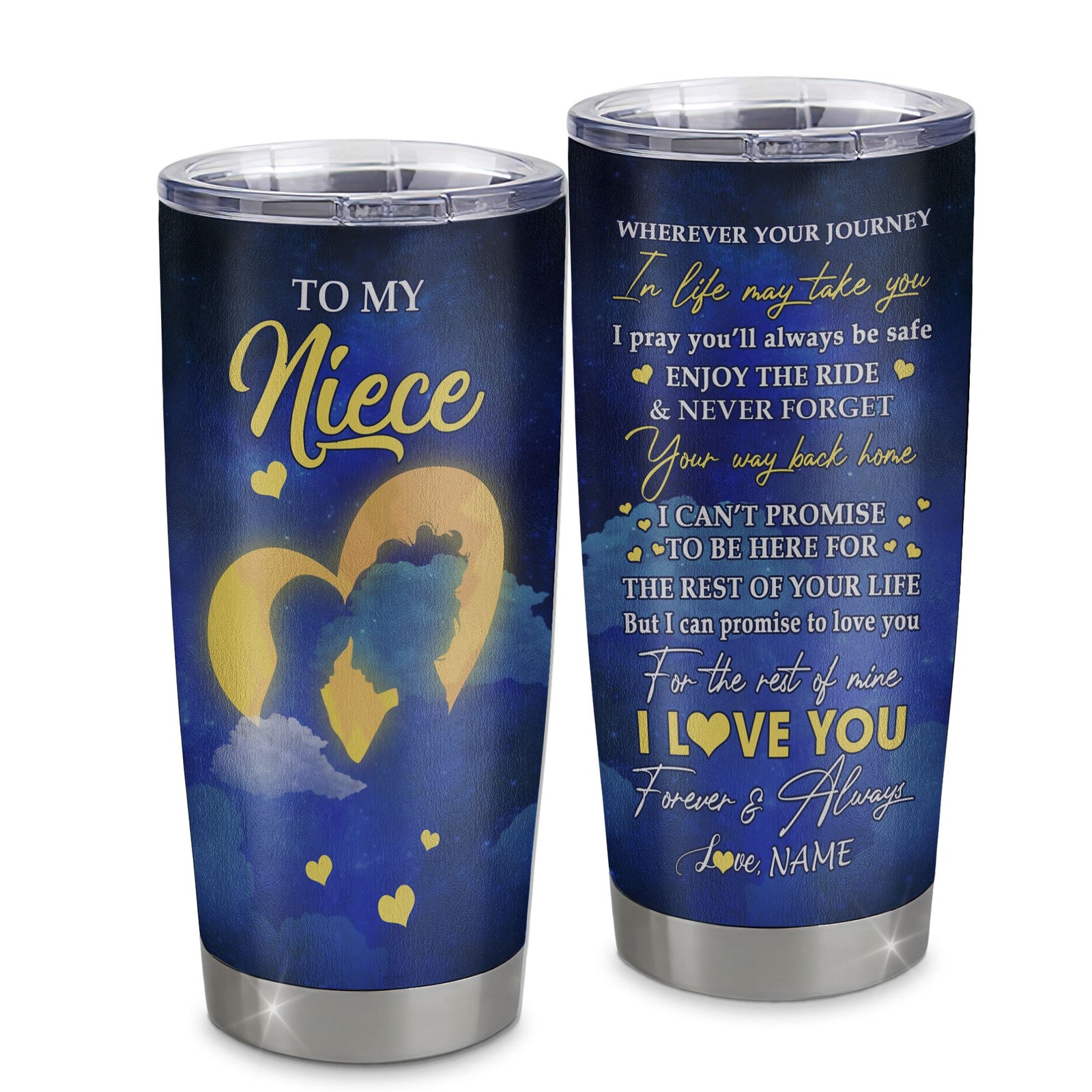 Personalized To My Niece Tumbler From Aunt Auntie Stainless Steel Cup Wherever Your Journey Niece Birthday Gifts Graduation Christmas Custom Travel Mug | teecentury
