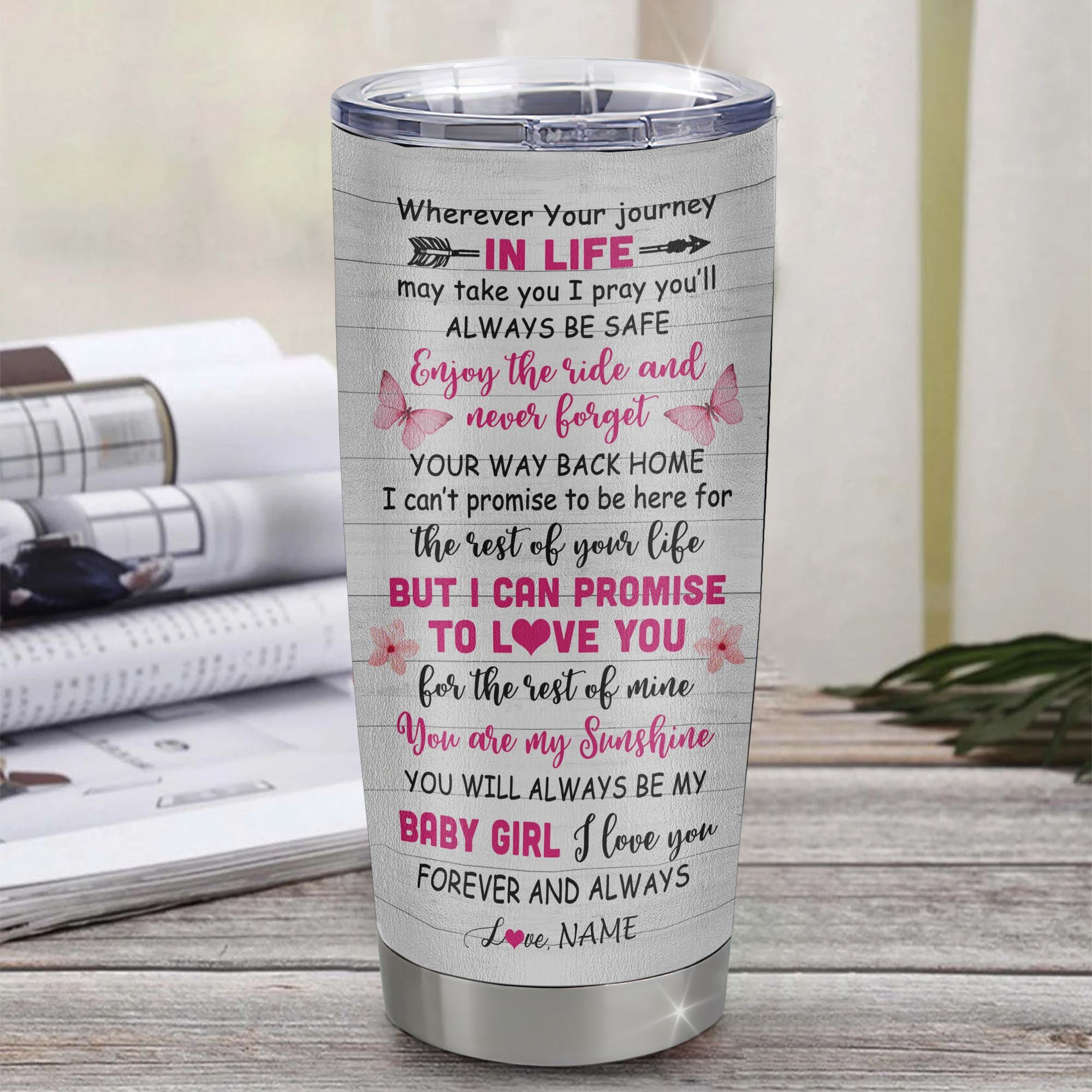 Personalized To My Niece Tumbler From Aunt Auntie Stainless Steel Cup Wherever Your Journey Tree Butterfly Niece Birthday Graduation Christmas Travel Mug | teecentury