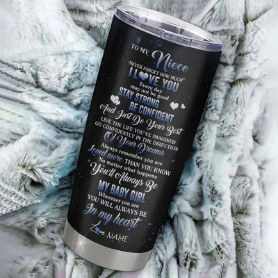 Personalized To My Niece Tumbler From Aunt Auntie Uncle Stainless Steel Wolf Never Forget How Much I Love You Niece Birthday Graduation Christmas Travel Mug | teecentury