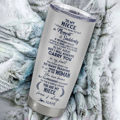 Personalized To My Niece Tumbler From Aunt Uncle Auntie Stainless Steel Cup I Close My Eyes Wolf Niece Birthday Gifts Graduation Christmas Custom Travel Mug | teecentury
