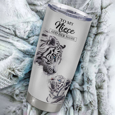 Personalized To My Niece Tumbler From Aunt Uncle Auntie You Will Never Lose White Tiger Niece Birthday Gifts Graduation Christmas Custom Stainless Steel Cup Travel Mug | teecentury