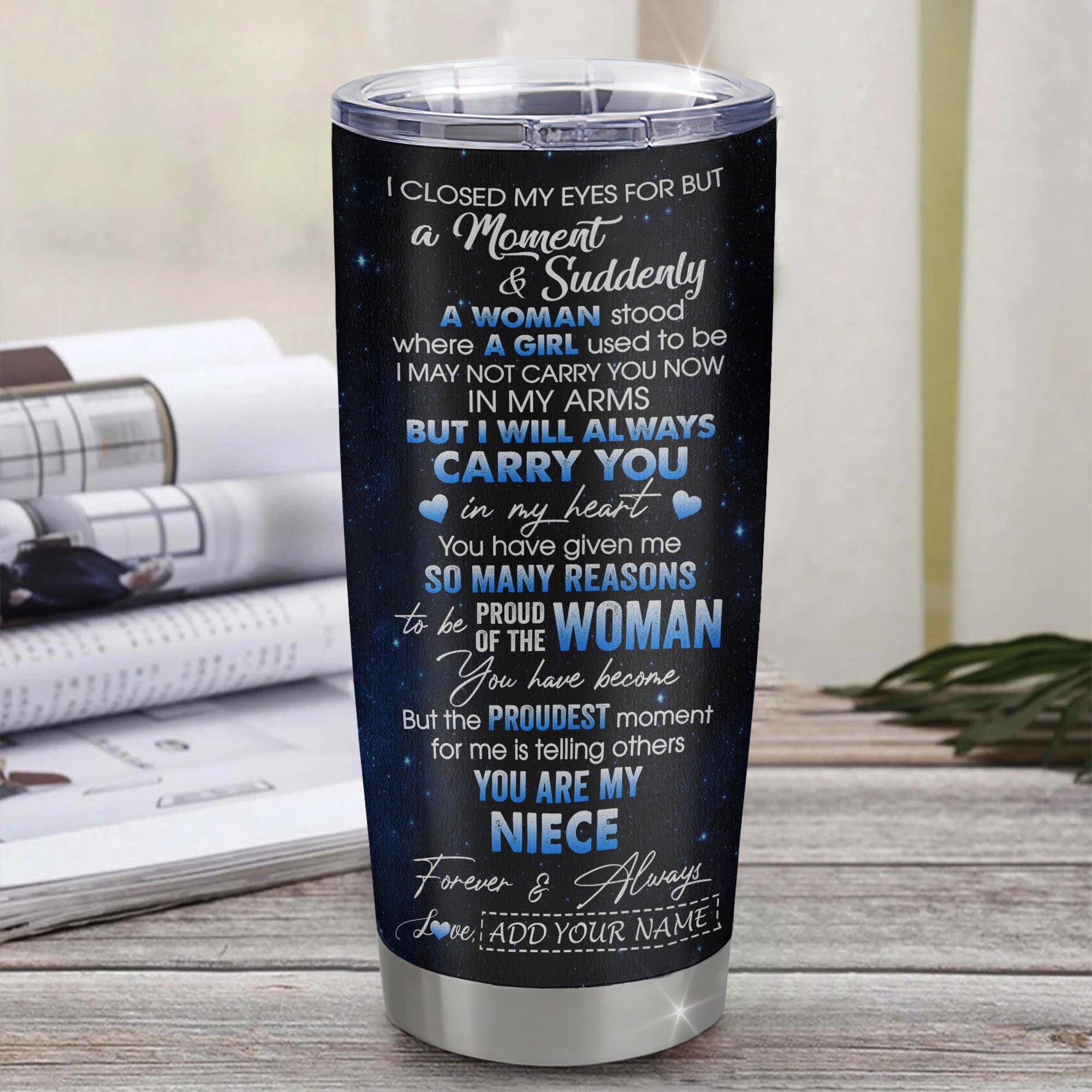 Personalized To My Niece Tumbler From Aunt Uncle I Close My Eyes White Tiger Niece Birthday Gifts Graduation Christmas Custom Stainless Steel Gift Mug | teecentury