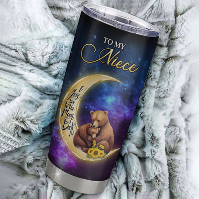 Personalized To My Niece Tumbler From Aunt Uncle Positive Energy Encourage Brave Little Bear Niece Birthday Gifts Graduation Christmas Custom Travel Mug | teecentury