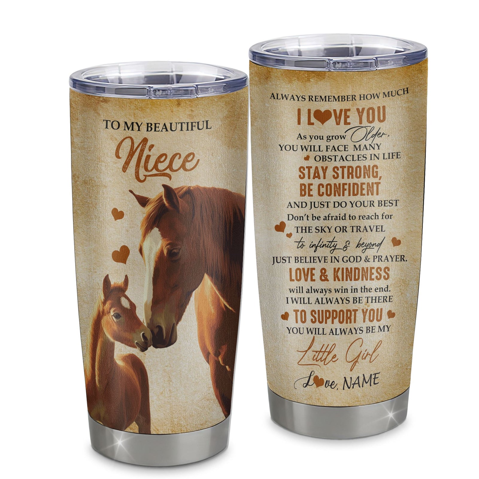 Personalized To My Niece Tumbler From Aunt Uncle Stainless Steel Cup Always Remember I Love You Horse Niece Birthday Gifts Graduation Christmas Custom Travel Mug | teecentury