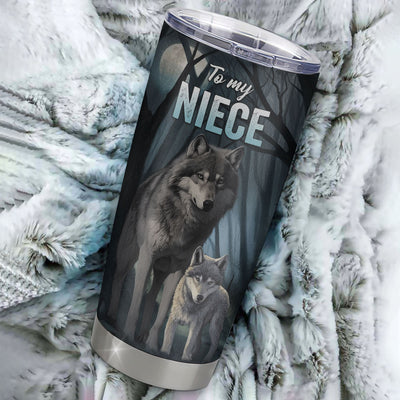 Personalized To My Niece Tumbler From Aunt Uncle Stainless Steel Cup Never Feel That You Are Alone Wolf Niece Gift Birthday Graduation Christmas Travel Mug | teecentury