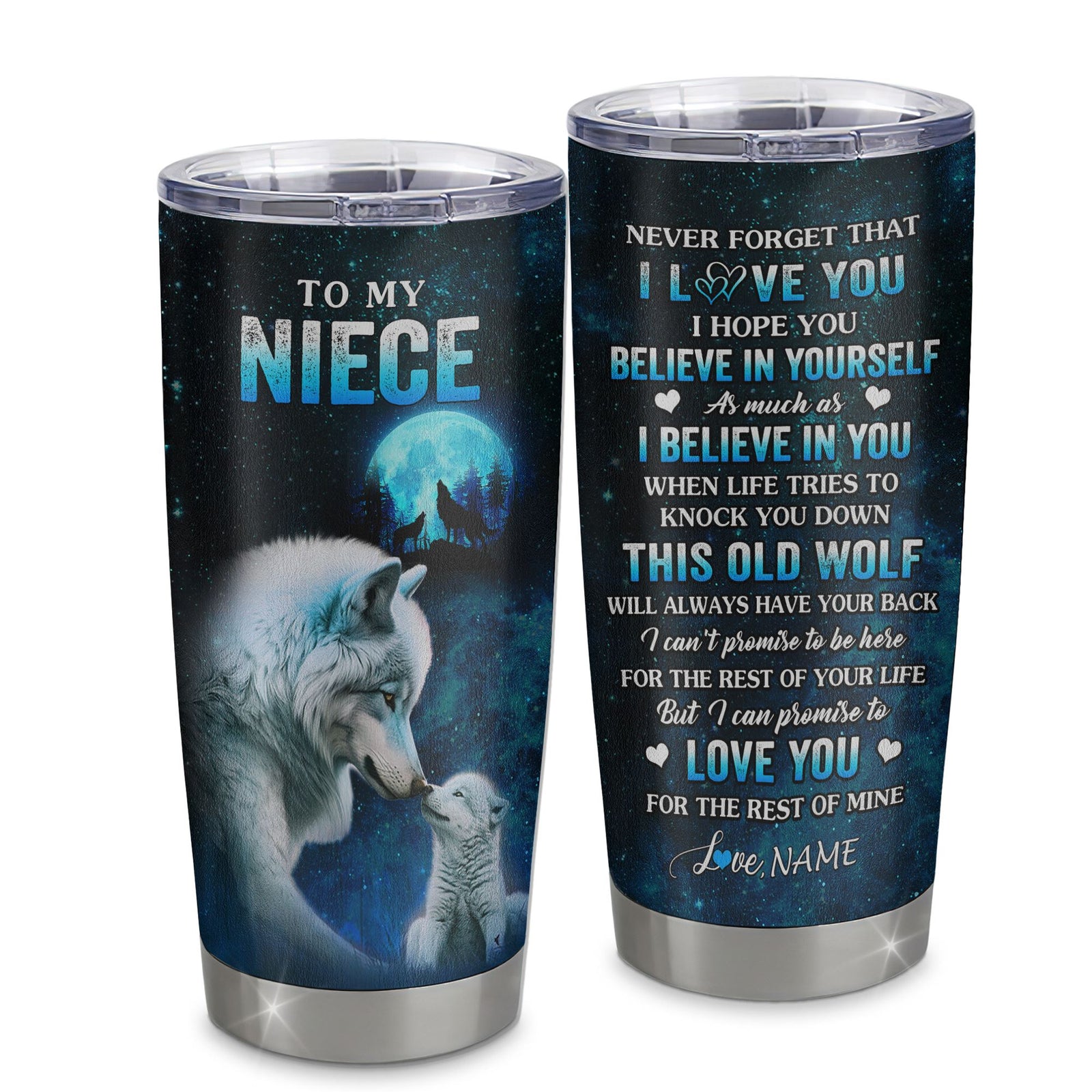 Personalized To My Niece Tumbler From Aunt Uncle Stainless Steel Cup This Old Wolf Love Niece Birthday Gifts Graduation Christmas Custom Travel Mug | teecentury