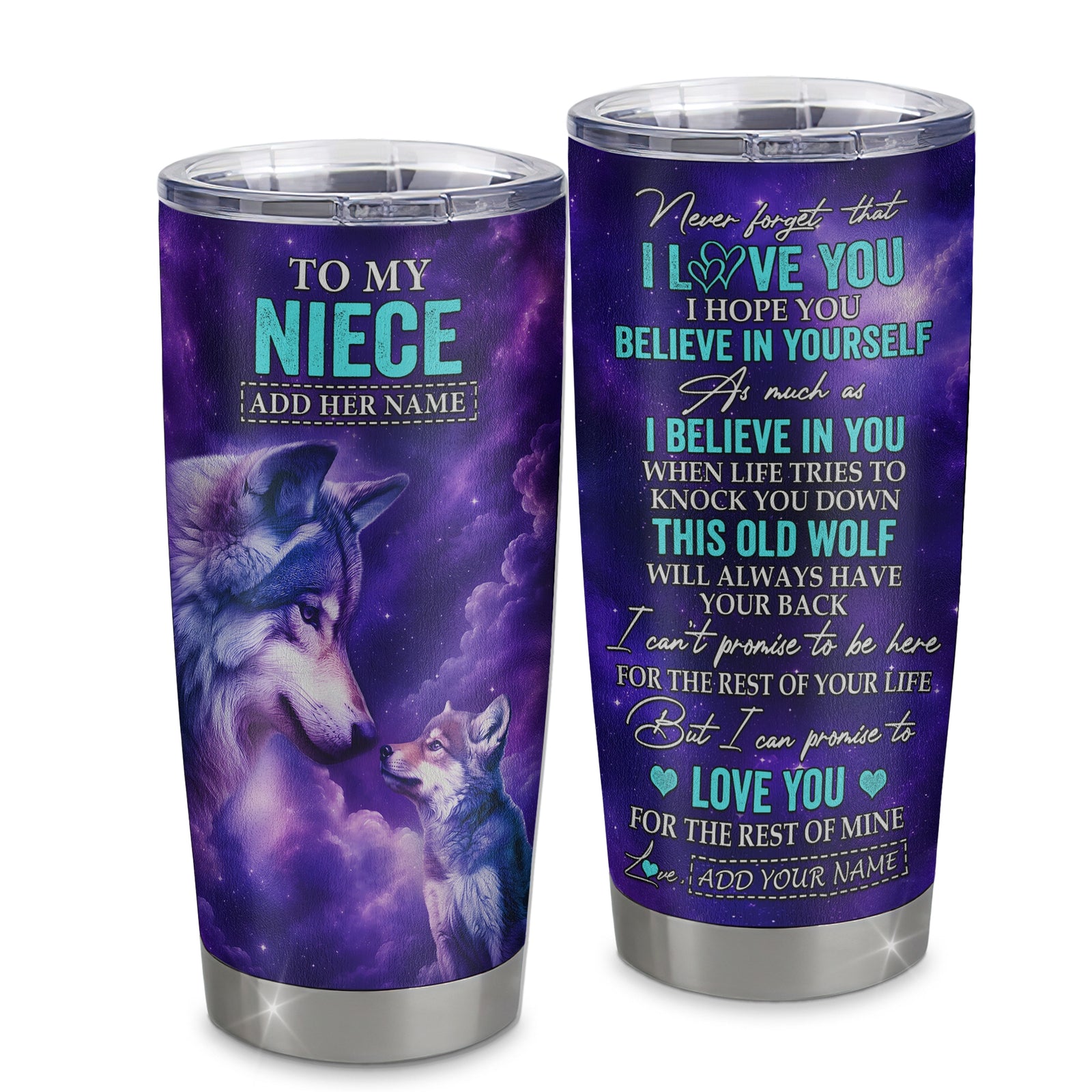 Personalized To My Niece Tumbler From Aunt Uncle Wolf Never Forget I Love You Niece Birthday Gifts Graduation Christmas Custom Stainless Steel Travel Mug | teecentury
