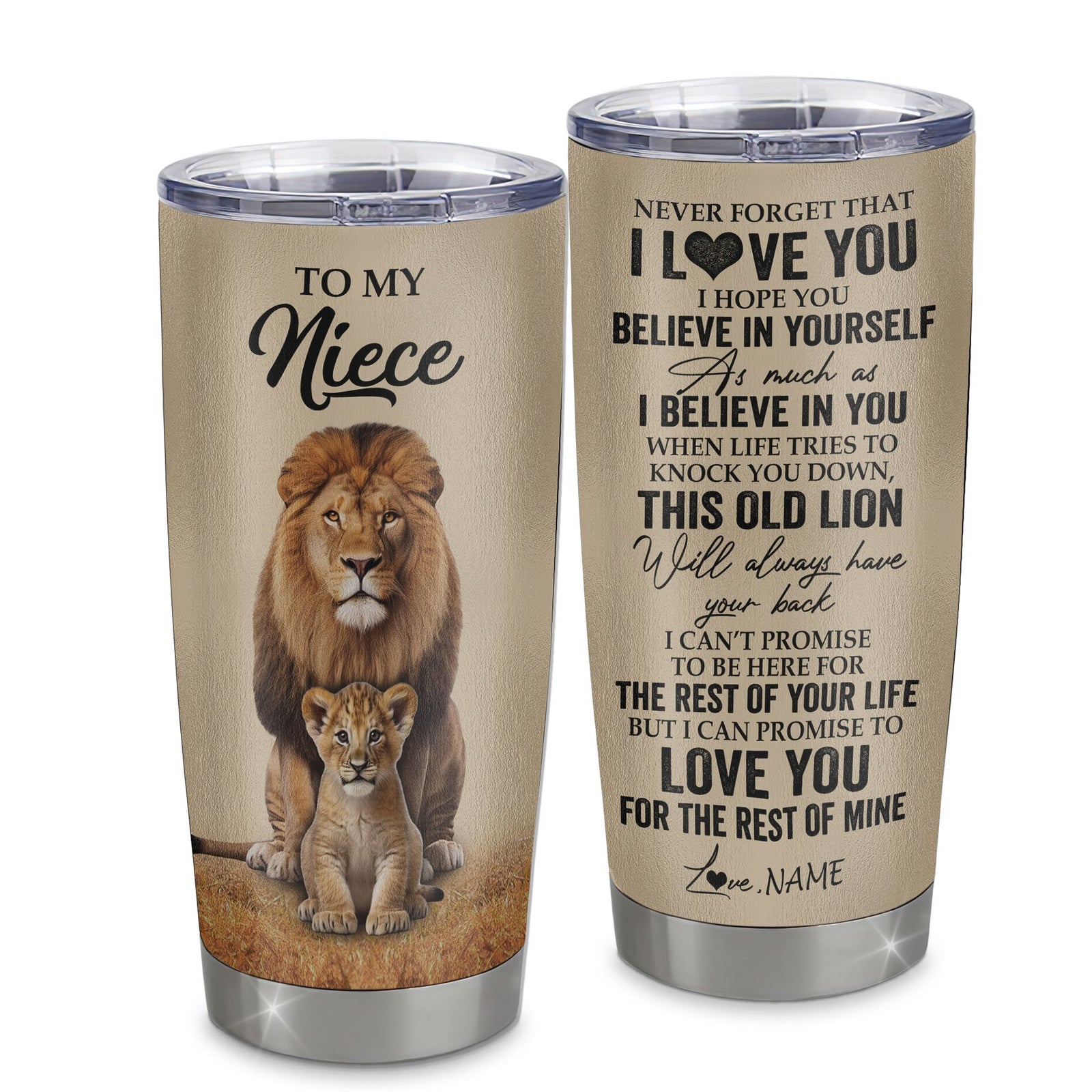 Personalized To My Niece Tumbler From Uncle Lion Stainless Steel Cup Never Forget That I Love You Niece Birthday Gifts Graduation Christmas Custom Travel Mug | teecentury