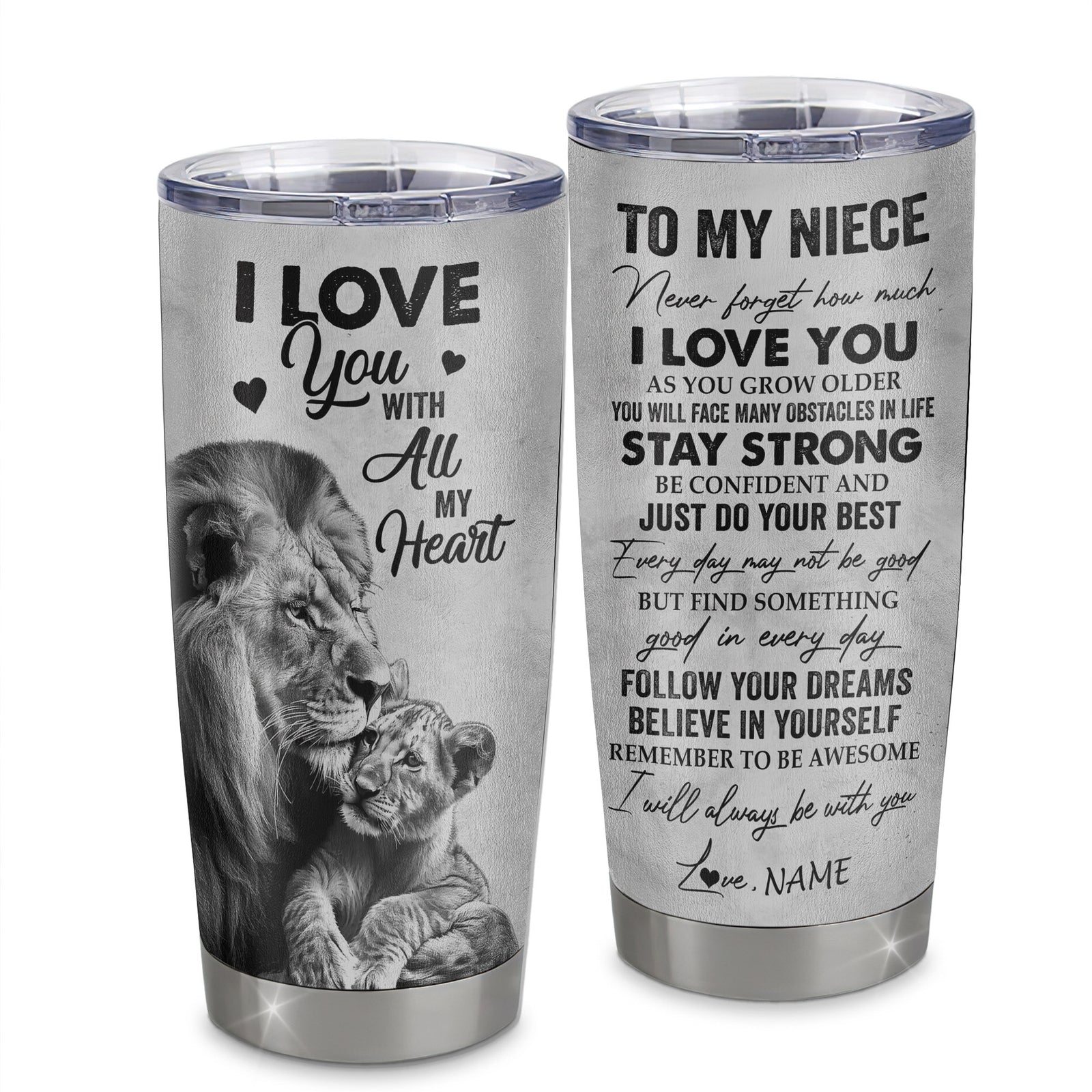 Personalized To My Niece Tumbler From Uncle Stainless Steel Cup I Love You With All My Heart Niece Birthday Graduation Christmas Travel Mug | teecentury
