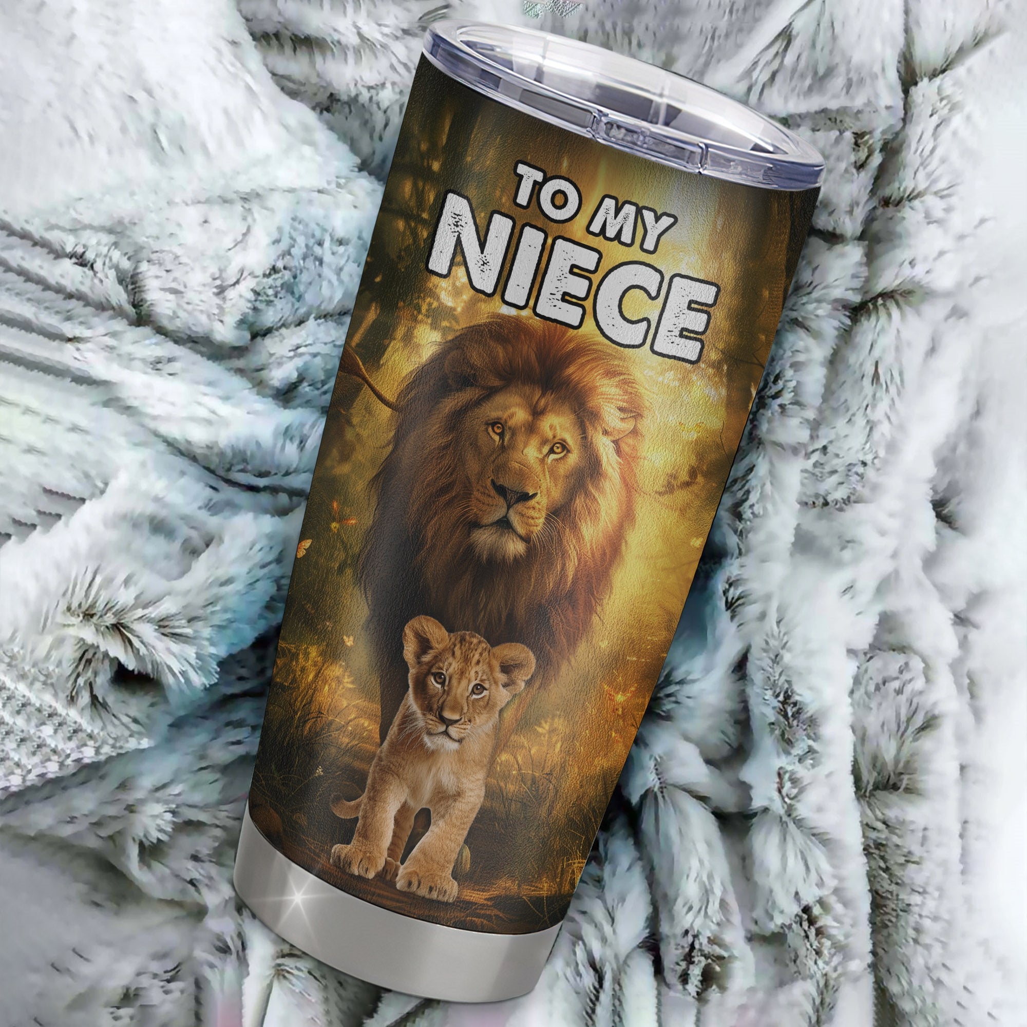 Personalized To My Niece Tumbler From Uncle Stainless Steel Cup Lion Never Give Up Niece Birthday Graduation Christmas Travel Mug | teecentury