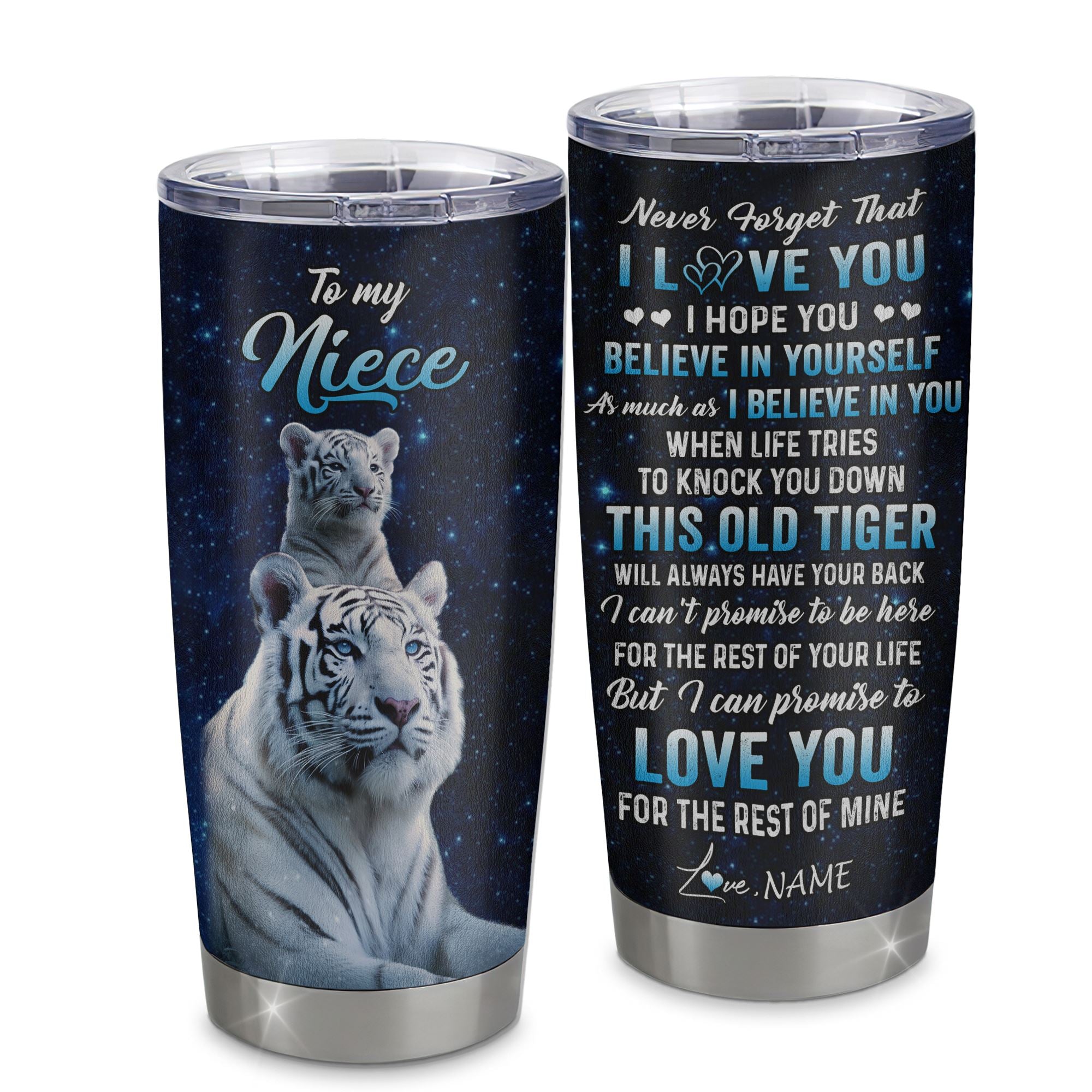 Personalized To My Niece Tumbler Gift From Aunt Uncle Auntie Stainless Steel Cup This Old Tiger Love You Niece Birthday Graduation Christmas Custom Travel Mug | teecentury