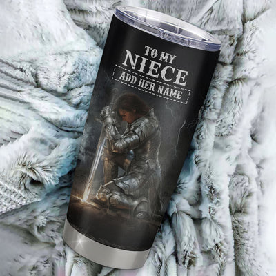 Personalized To My Niece Tumbler Women Warrior Knights Templar I Am The Storm Best Niece Birthday Gifts Graduation Christmas Custom Stainless Steel Cup Travel Mug | teecentury