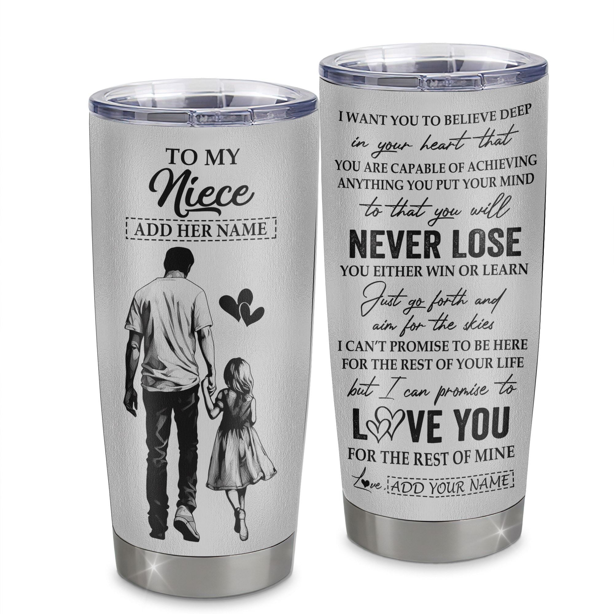 Personalized To My Niece Tumbler You Will Never Lose From Uncle Niece Birthday Gifts Graduation Christmas Custom Stainless Steel Cup Travel Mug | teecentury