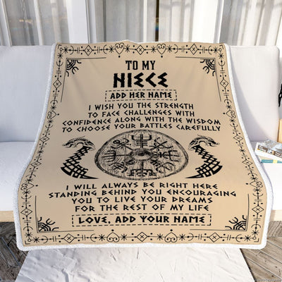 Personalized To My Niece Viking Blanket From Aunt Uncle I Wish You The Strength Scandinavian Norse Runes Viking For Women Birthday Gifts Fleece Blanket | teecentury