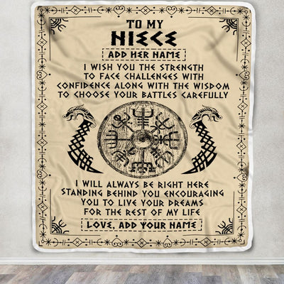 Personalized To My Niece Viking Blanket From Aunt Uncle I Wish You The Strength Scandinavian Norse Runes Viking For Women Birthday Gifts Fleece Blanket | teecentury