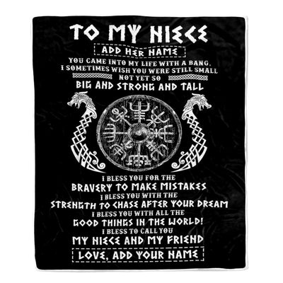 Personalized To My Niece Viking Blanket From Uncle My Niece And My Friend Scandinavian Norse Runes Niece Birthday Gifts Christmas Customized Fleece Blanket | teecentury