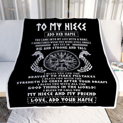 Personalized To My Niece Viking Blanket From Uncle My Niece And My Friend Scandinavian Norse Runes Niece Birthday Gifts Christmas Customized Fleece Blanket | teecentury