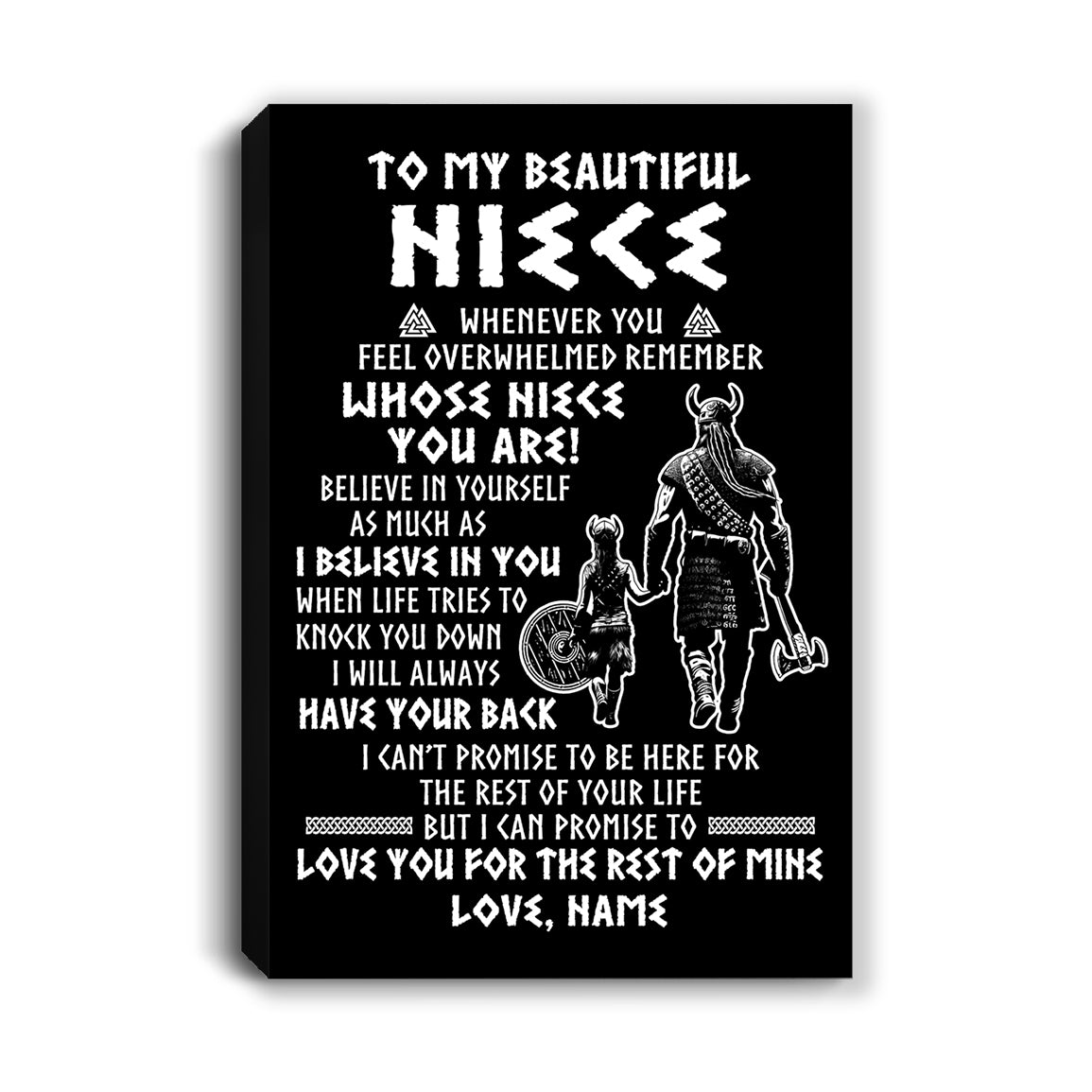 Personalized To My Niece Viking Canvas From Uncle Whenever You Feel Overwhelmed Niece Birthday Gifts Graduation Christmas Custom Wall Art Print Framed Canvas | teecentury