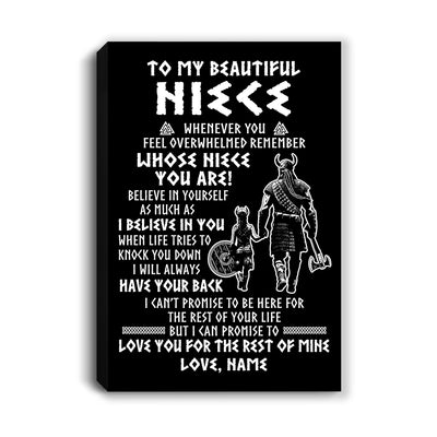 Personalized To My Niece Viking Canvas From Uncle Whenever You Feel Overwhelmed Niece Birthday Gifts Graduation Christmas Custom Wall Art Print Framed Canvas | teecentury