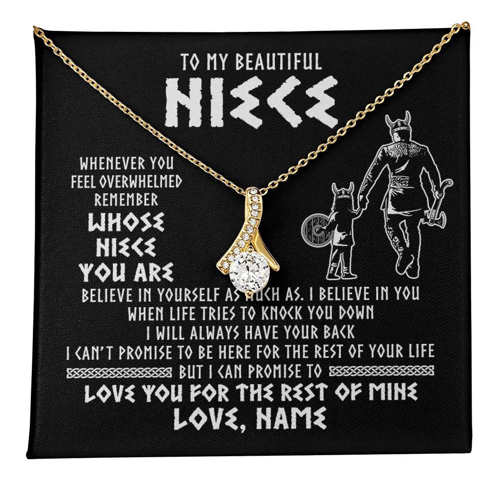 Alluring Beauty Necklace 18K Yellow Gold Finish | 1 | Personalized To My Niece Viking Necklace From Uncle Whenever You Feel Overwhelmed Niece Birthday Christmas Jewelry Customized Gift Message Card | teecentury