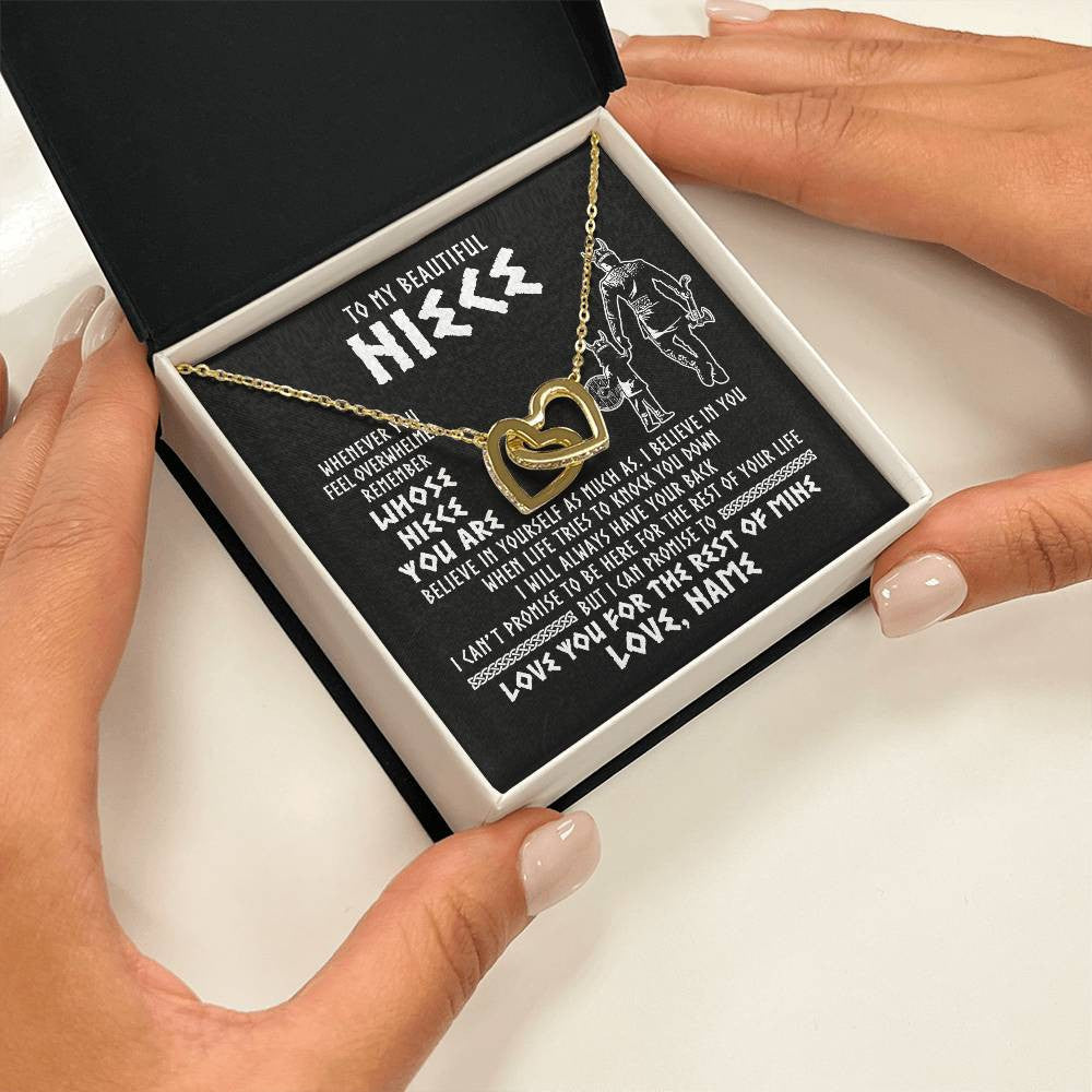 Interlocking Hearts Necklace 18K Yellow Gold Finish | 2 | Personalized To My Niece Viking Necklace From Uncle Whenever You Feel Overwhelmed Niece Birthday Christmas Jewelry Customized Gift Message Card | teecentury