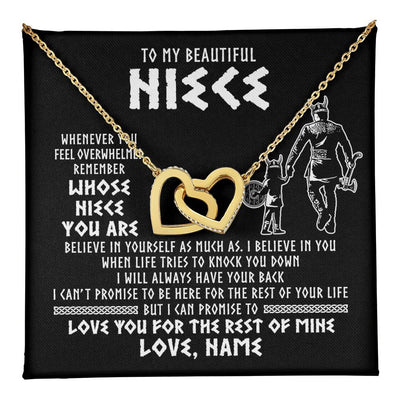Interlocking Hearts Necklace 18K Yellow Gold Finish | 1 | Personalized To My Niece Viking Necklace From Uncle Whenever You Feel Overwhelmed Niece Birthday Christmas Jewelry Customized Gift Message Card | teecentury