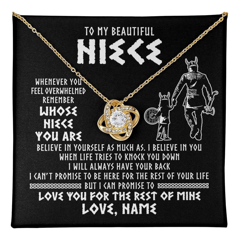 Love Knot Necklace 18K Yellow Gold Finish | 1 | Personalized To My Niece Viking Necklace From Uncle Whenever You Feel Overwhelmed Niece Birthday Christmas Jewelry Customized Gift Message Card | teecentury