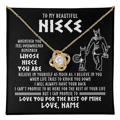 Love Knot Necklace 18K Yellow Gold Finish | 1 | Personalized To My Niece Viking Necklace From Uncle Whenever You Feel Overwhelmed Niece Birthday Christmas Jewelry Customized Gift Message Card | teecentury