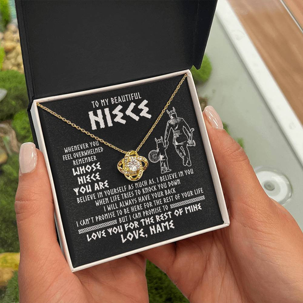 Love Knot Necklace 18K Yellow Gold Finish | 2 | Personalized To My Niece Viking Necklace From Uncle Whenever You Feel Overwhelmed Niece Birthday Christmas Jewelry Customized Gift Message Card | teecentury