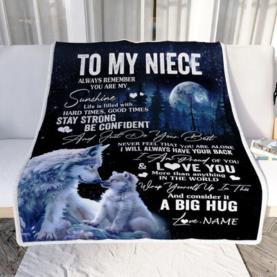 Personalized To My Niece Wolf Blanket From Aunt Auntie Uncle Always Remember Niece Birthday Graduation Travel Christmas Customized Fleece Throw Blanket | teecentury