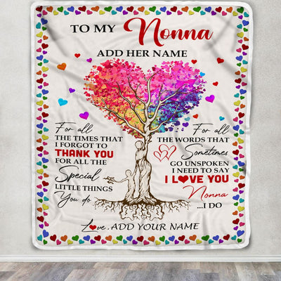 Personalized To My Nonna Blanket From Grandkids Grandson Colorful Tree Thank You For All Nonna Birthday Gifts Mothers Day Christmas Customized Fleece Blanket | teecentury