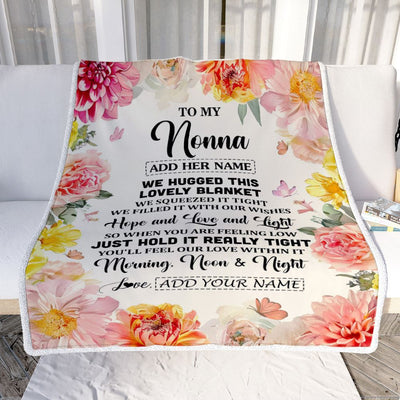 Personalized To My Nonna Blanket From Grandkids Grandson Floral We Hugged This Lovely Nonna Birthday Gifts Mothers Day Christmas Customized Fleece Blanket | teecentury