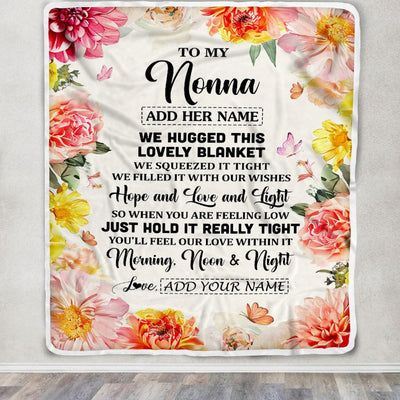 Personalized To My Nonna Blanket From Grandkids Grandson Floral We Hugged This Lovely Nonna Birthday Gifts Mothers Day Christmas Customized Fleece Blanket | teecentury