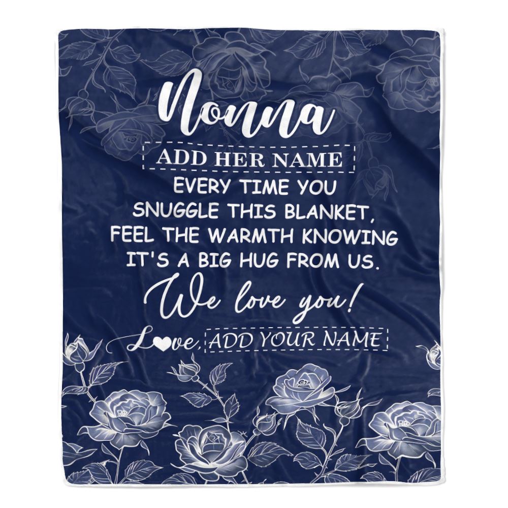 Personalized To My Nonna Gifts Blanket From Granddaughter Grandson Blue Flower Love You Birthday Gifts For Nonna Mothers Day Christmas Nonna Fleece Blanket | teecentury