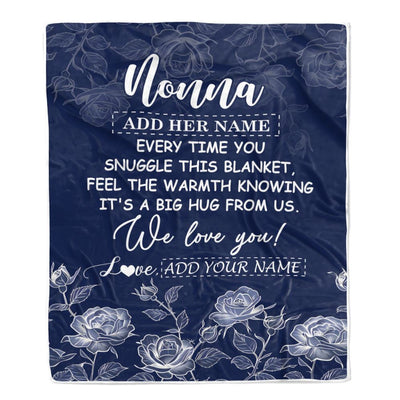 Personalized To My Nonna Gifts Blanket From Granddaughter Grandson Blue Flower Love You Birthday Gifts For Nonna Mothers Day Christmas Nonna Fleece Blanket | teecentury